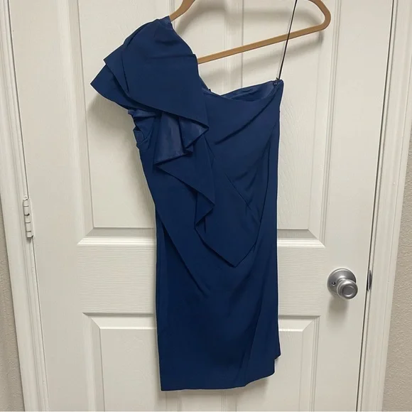 maje one shoulder dress Asymmetrical pleated maxi dress Navy for Women